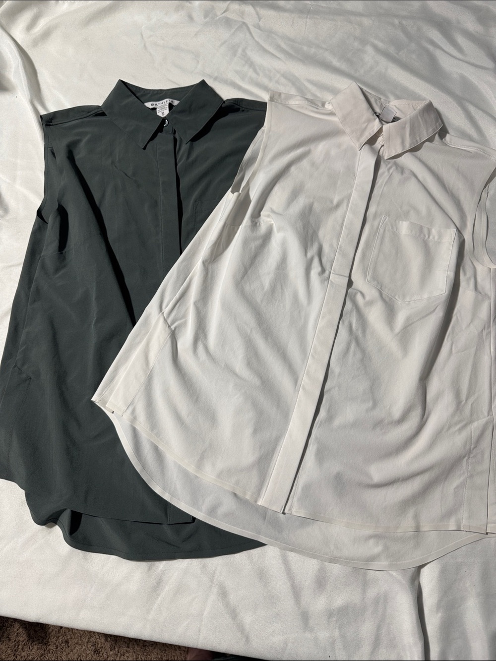 Lot of 2 Athleta Everlasting Tank Button Down Blouse Pocket XS Career Travel